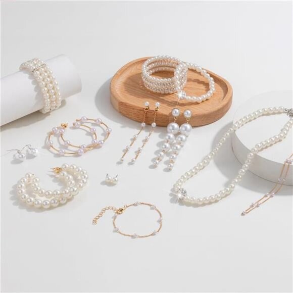 Stunning Pearl Jewelry Set–Classic Necklaces, Bracelets, and Earrings Collection - Picture 7 of 7
